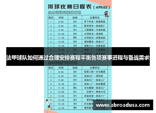 法甲球队如何通过合理安排赛程平衡各项赛事进程与备战需求