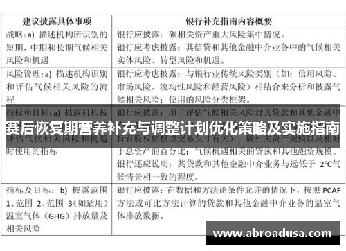 赛后恢复期营养补充与调整计划优化策略及实施指南